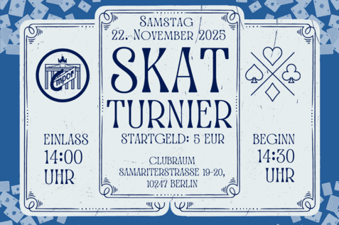 Skatturnier 2025 Ankündigung für das Skatturnier am 22.November 2025