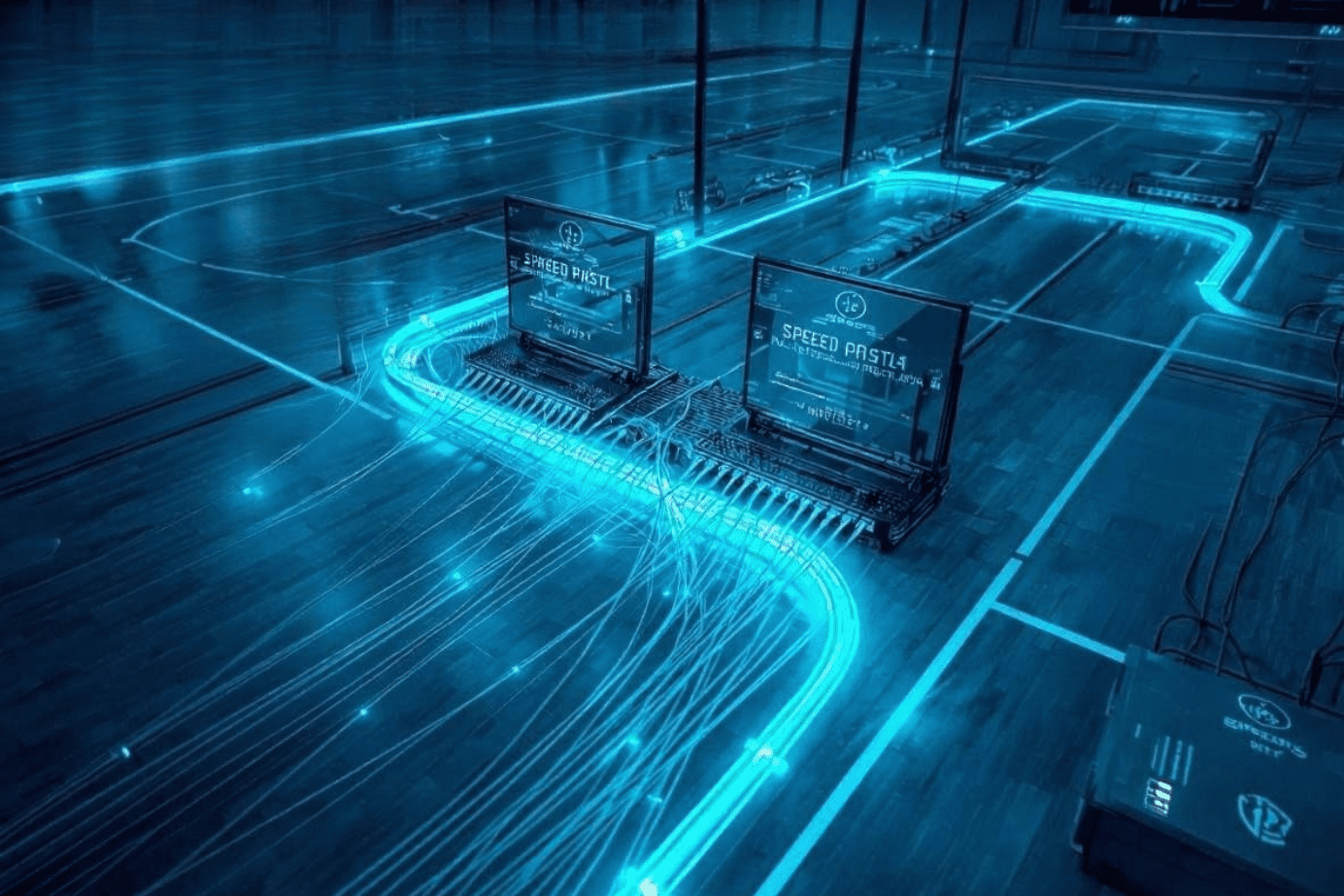 In der Sporthalle in der Samariterstraße wurde Glasfaser verlegt.