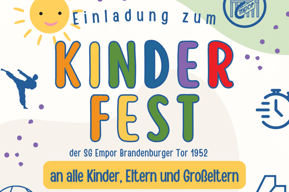 Flyer für das Kinderfest 2025 mit allen wichtigen Informationen, wie Datum, Uhrzeit und Ort.