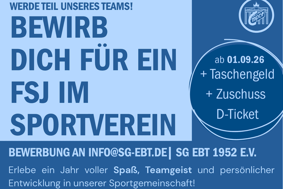 Bewerbe dich f&uuml;r ein FSJ in unserem Sportverein