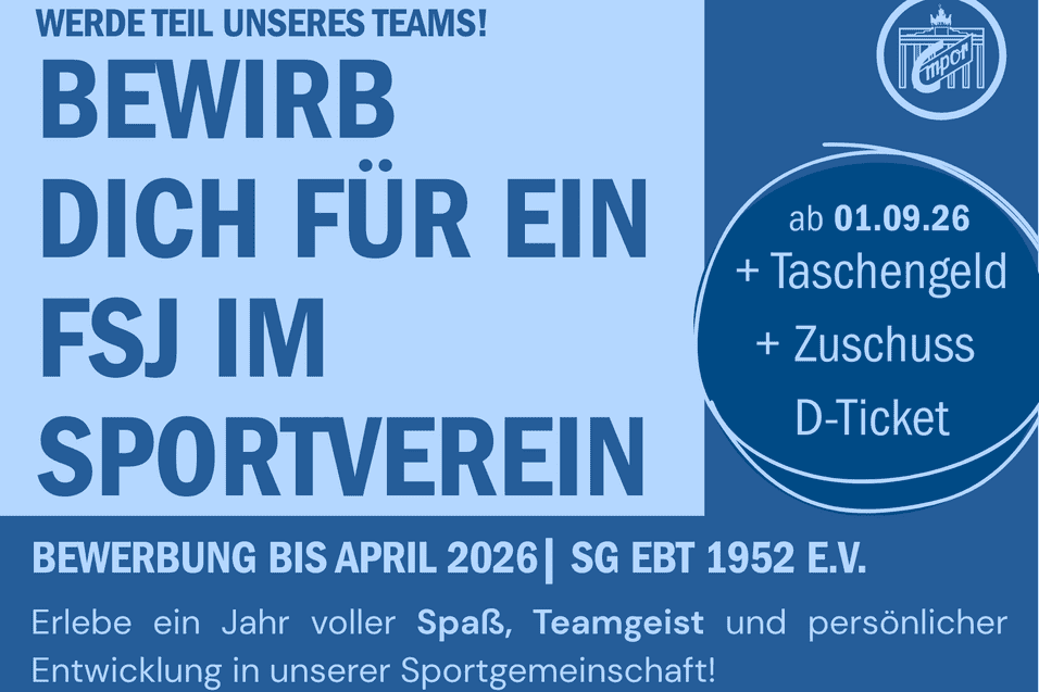 Bewerbe dich f&uuml;r ein FSJ in unserem Sportverein