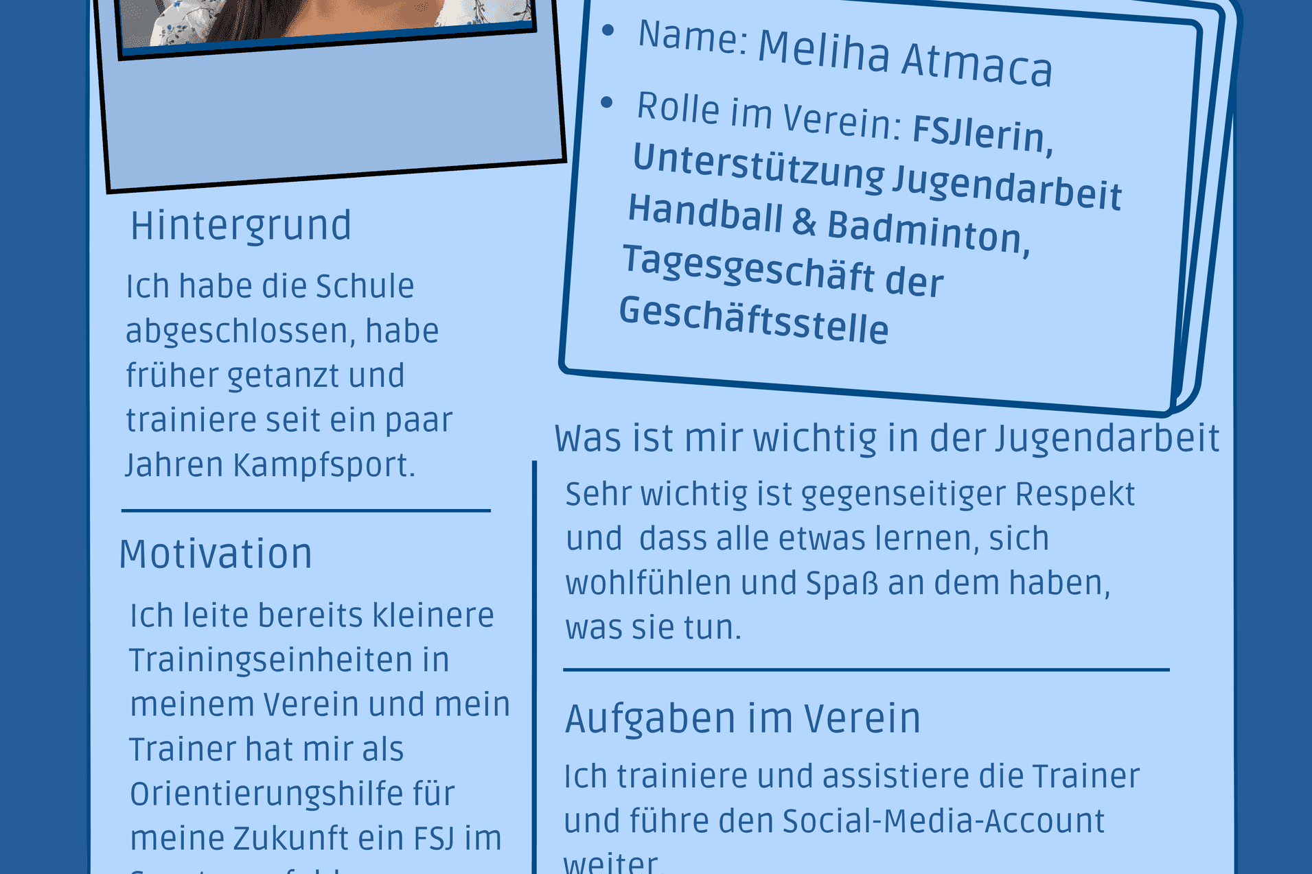 Steckbrief Meliha Steckbrief von Meliha, als Vorstellung