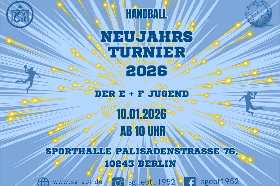 Ankündigungsplakat Neujahrsturnier 2026 der Handballabteilung am 10.Januar 2026