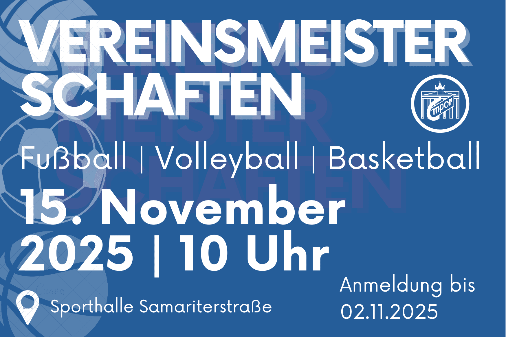 Vereinsmeisterschaften 2025 Ankündigung für die Vereinsmeisterschaften am 15.11.2025